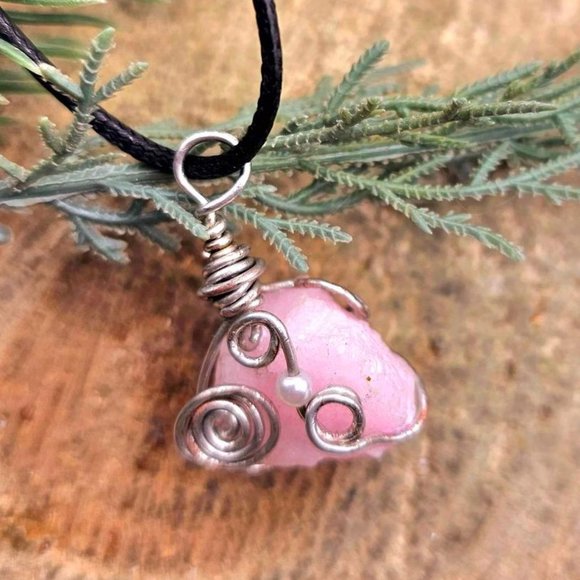 Beautiful Nature Pink Calcite Wire Wrapped Pendant Necklace - Picture 5 of 10